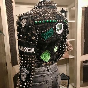 Designer Studded ZOMBIE Punk Denim Jacket